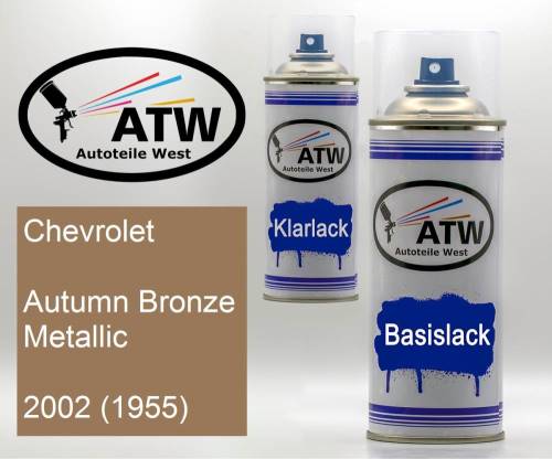 Chevrolet, Autumn Bronze Metallic, 2002 (1955): 400ml Sprühdose + 400ml Klarlack - Set, von ATW Autoteile West.